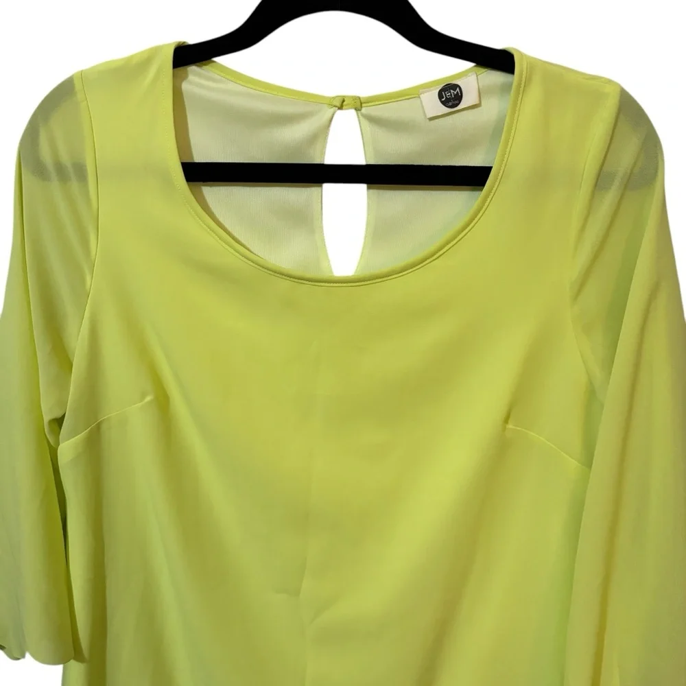 J&M Clothing Scalloped Hem Shift‎ Dress Medium Preppy Yellow Sunshine